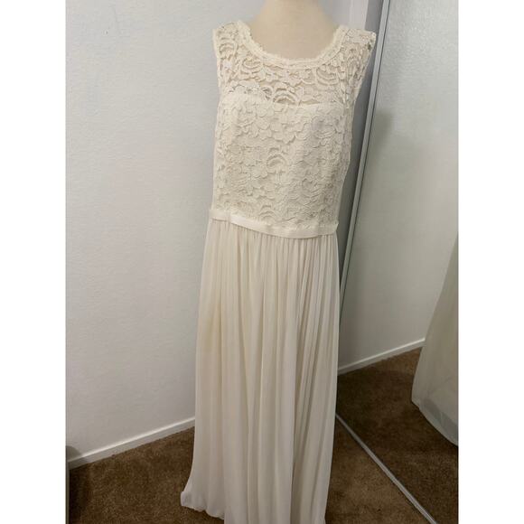 Davids Bridal Wedding dress boho-chic beach bkyard wedding ivory chiffon Plus sz - Picture 7 of 16